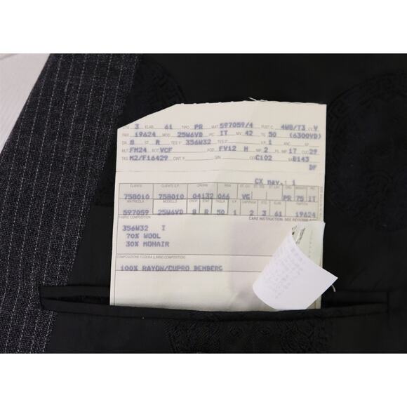 Gianni Versace Vintage 90s Gray Striped Double Breasted Wool Mohair Suit 40R - Picture 9 of 11